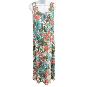 Talbots Floral Maxi Dress Small Sleeveless Tropical Print Cottagecore Casual‎